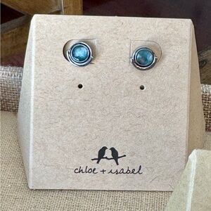 Chloe + Isabel Silver and Blue Stud Earrings